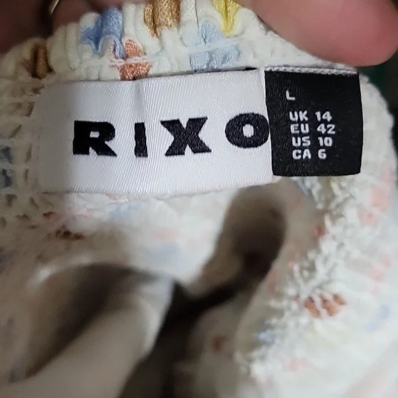 RIXO Hattie Midi Dress Size Large L 10 NWOT Linen Blend Polka Dot Puff Sleeve - Picture 12 of 14